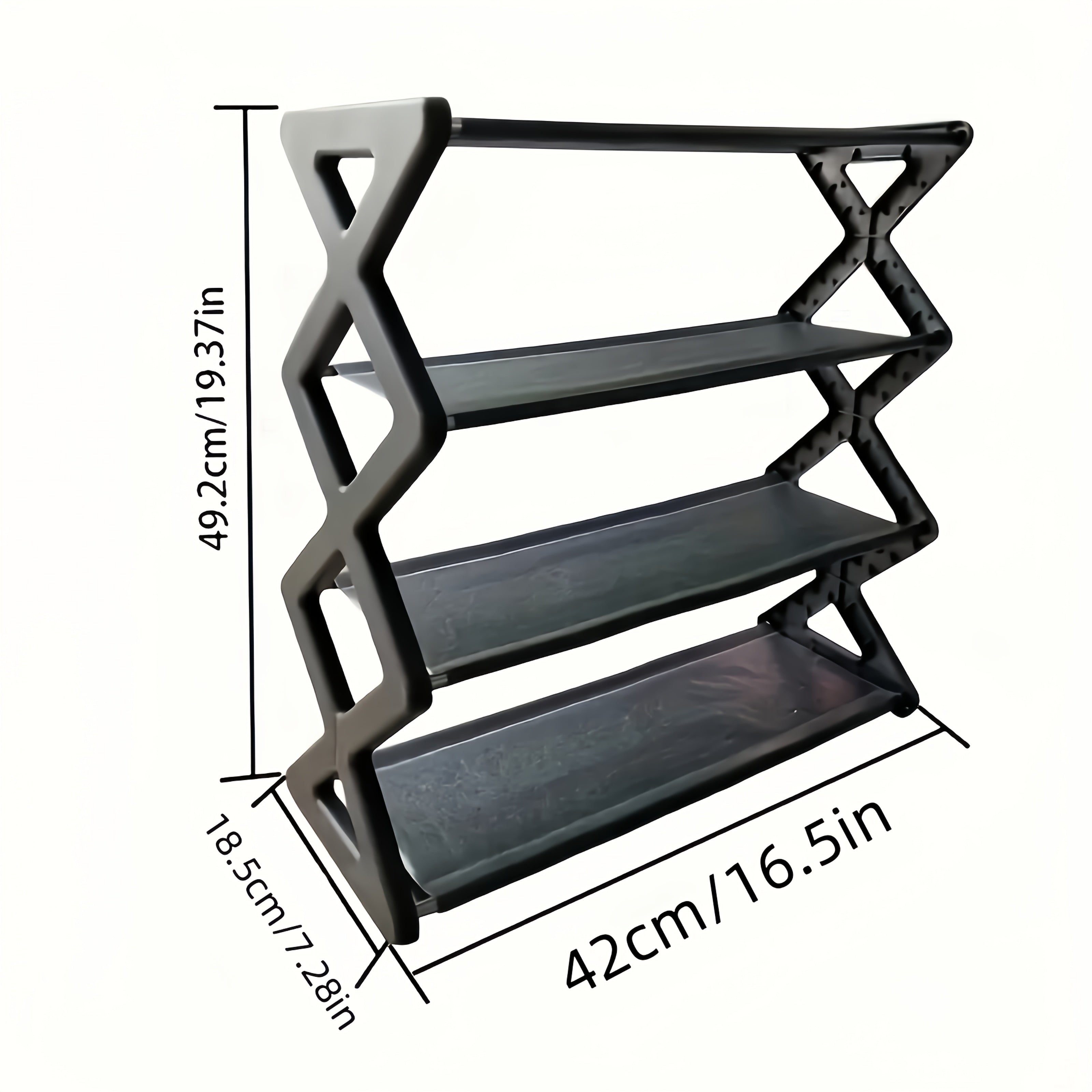 X-Shape Shoe Rack Easy Folding Shoe Storage Multi Dormitory Household 4 Tier Shoe Cabinet - Dustproof, Foldable & Removable for Home, Dormitory & Office - Stackable Slippers & Shoe Organiser