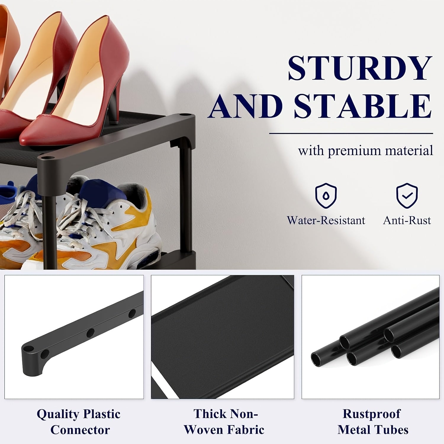 4-Tier Black Multi-Functional Detachable Shoe Rack – Space-Saving Storage Organizer for Dorms, Homes, and Small Spaces, Perfect for Sneakers, Boots, and Accessories, Shoe Storage Organizer