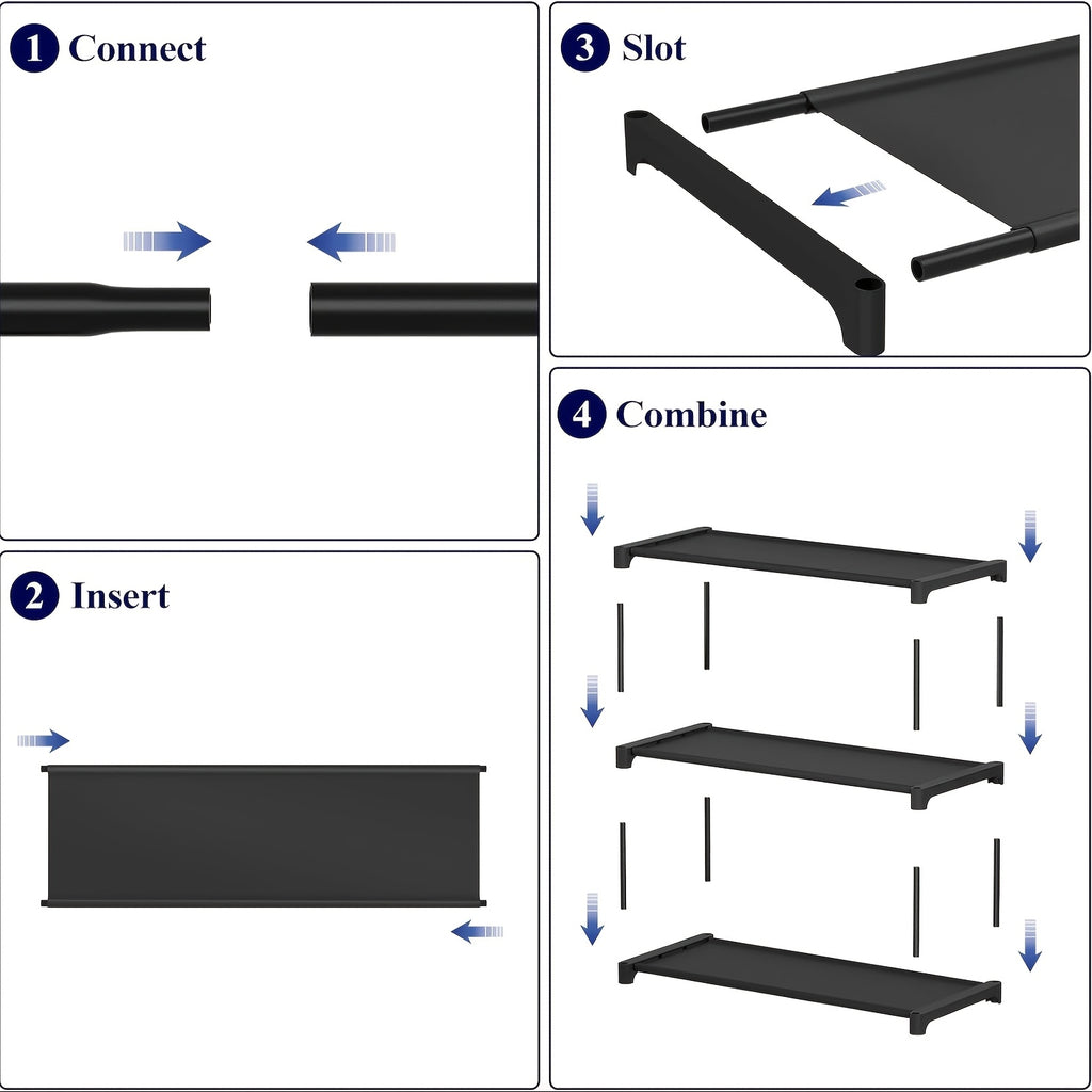 4-Tier Black Multi-Functional Detachable Shoe Rack – Space-Saving Storage Organizer for Dorms, Homes, and Small Spaces, Perfect for Sneakers, Boots, and Accessories, Shoe Storage Organizer