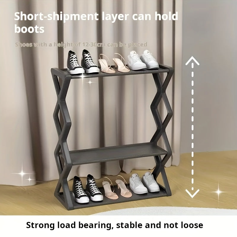 X-Shape Shoe Rack Easy Folding Shoe Storage Multi Dormitory Household 4 Tier Shoe Cabinet - Dustproof, Foldable & Removable for Home, Dormitory & Office - Stackable Slippers & Shoe Organiser