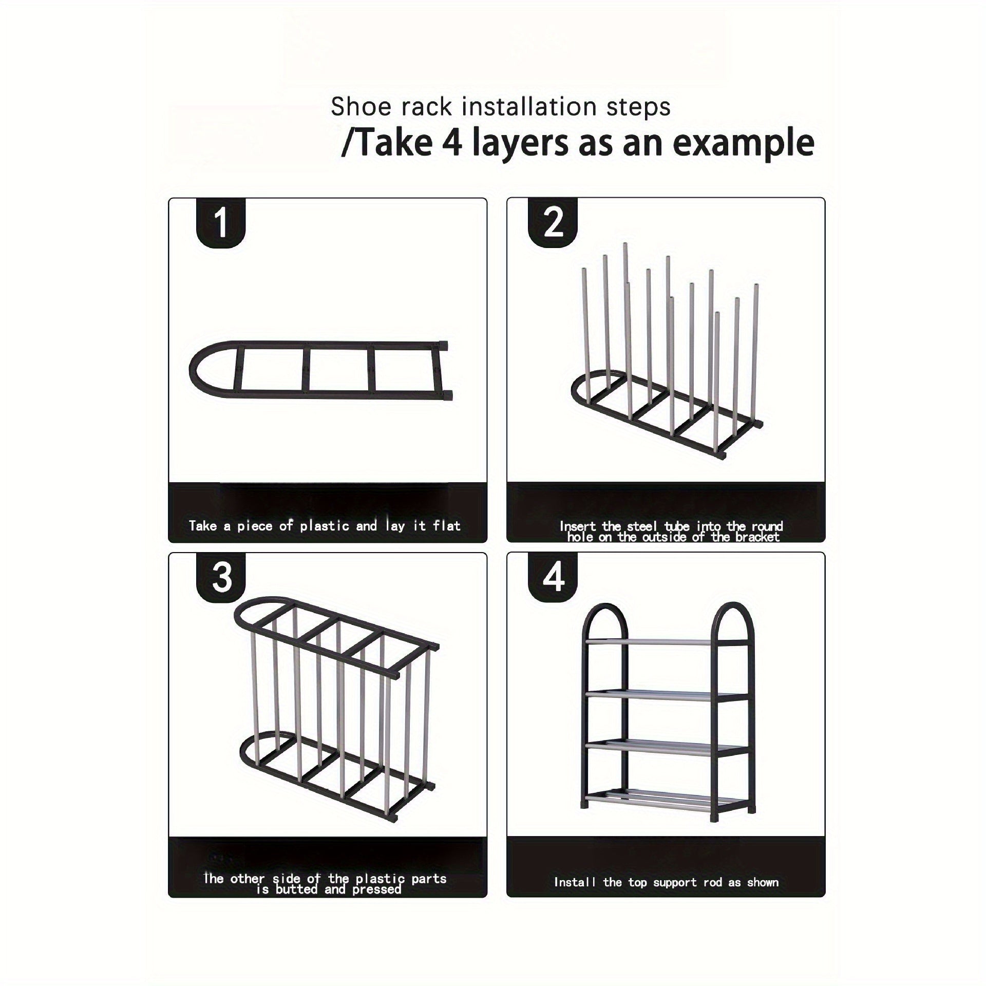 1pc Space-Saving 4-Tier Shoe Organizer Rack - Durable Metal & Plastic Dustproof Storage for Multiple Pairs of Shoes, Ideal for Bedroom, Bathroom, and Entryway, Shoe Storage Organize