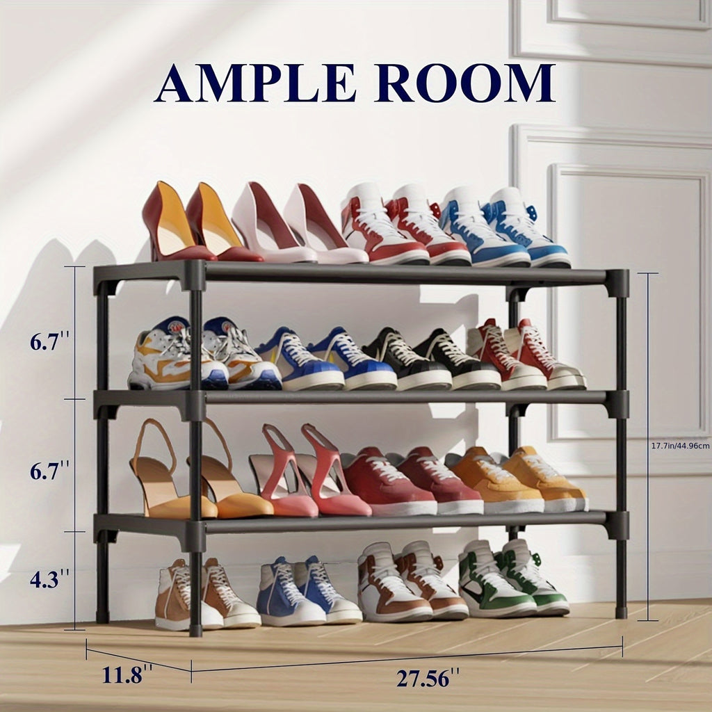 4-Tier Black Multi-Functional Detachable Shoe Rack – Space-Saving Storage Organizer for Dorms, Homes, and Small Spaces, Perfect for Sneakers, Boots, and Accessories, Shoe Storage Organizer