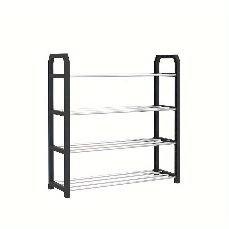 1pc Space-Saving 4-Tier Shoe Organizer Rack - Durable Metal & Plastic Dustproof Storage for Multiple Pairs of Shoes, Ideal for Bedroom, Bathroom, and Entryway, Shoe Storage Organize